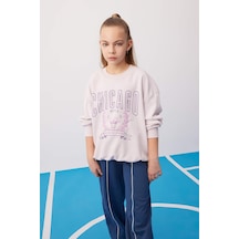 DeFacto Kız Çocuk NBA Chicago Bulls Oversize Geniş Kalıp Bisiklet Yaka Sweatshirt C0802A824SPPN424 Pembe