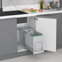 Starax Teleskopik Raylı Plastik Gövde Çöp Kovası Gri 24 Litre Modül 40cm S-2571-g