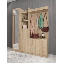 Çizgi Portmanto Vestiyer Ayakkabılık Meşe 140 cm -Ücretsiz Kurulu Çizgi Portmanto Vestiyer Ayakkabılık Meşe 140 cm -Ücretsiz Kurulu