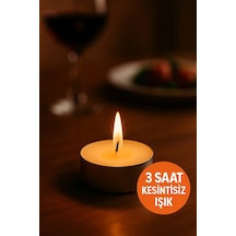 Ev Ve Parti Dekorasyonu İçin Tealight Mum Loş Işıkta Romantik Ambiyans, 3 Saat Yanma Süresi Beyaz
