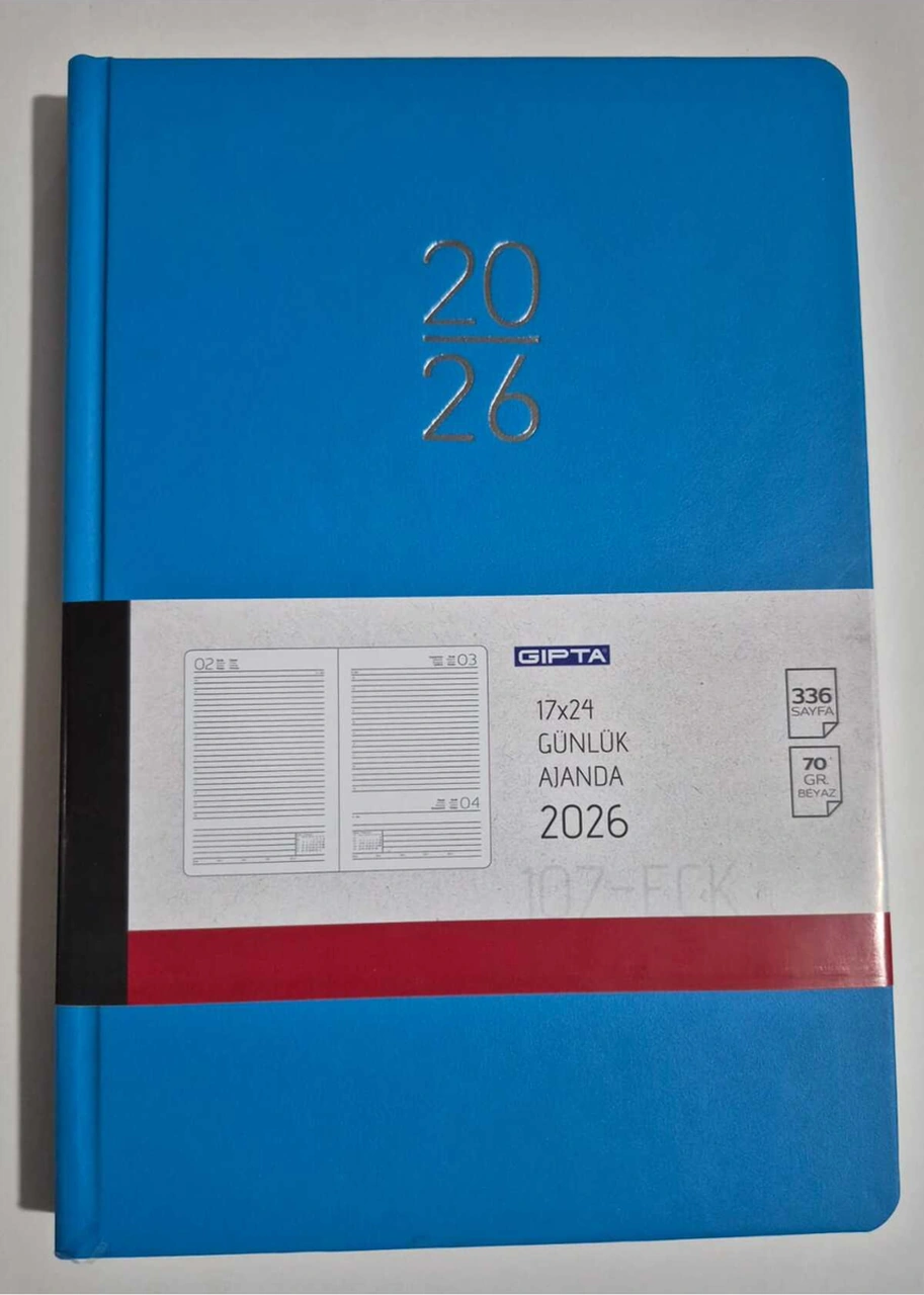 2026 Ajanda 17x24 Günlük Ajanda 107 Eck Mavi Mavi