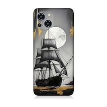 Reeder S23 Pro Max Uyumlu Dolunayda Yelkenli Gemi Desenli Silikon Kılıf Çok Renkli