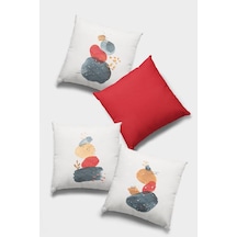 Kırmızı Modern Çift Taraflı 4'lü Set Kırlent Kılıfı 4kr045n11