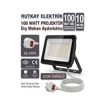 100 Watt Projektör Hazır 10 Metre Kablolu Aç-kapa 100w Beyaz Işık -