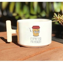 Espresso Patronum Baskılı Beyaz El Yapımı T Kulp Kupa Bardak