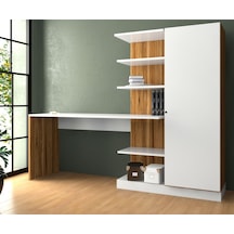 Bicabin Bicabin Narin Raflı Dolaplı Çalışma Masası Beyaz  -  Ceviz