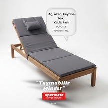 Tr Katlanır Kamp Matı Şezlong Minderi Taşınabilir Kamp Yatağı Su Itici Kumaş 180x60x2 Gri Diğer