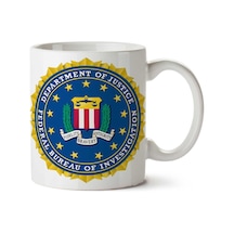 Fbı Logo Seal Of The Federal Bureau İki Tarafı Baskılı Kupa Bardak Çok Renkli