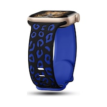 Apple Watch 7 41mm Krd-140 Silikon Kordon Strap Kayış - Siyah-mavi Siyah