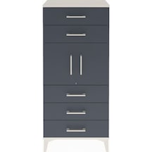 Arges Dolap Tek Raflı 5 Çekmeceli 2 Kapaklı 60x30x134 Aytaşı-antrasit Aytası