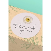Gülen Papatya Thank You Sticker 3x3cm St2234 Çok Renkli