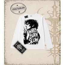 Tarzsokak Gotik & Grunge Streetwear Word Bron Slow Long Sleeve Beyaz