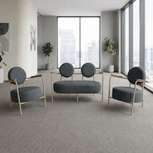 Venüs 2+1+1 Soft Kumaş Ofis & Büro İş Yeri Bekleme Koltuğu Takımı Cappuccino Metal İskelet - Antrasit