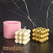 Pk1002075 - Silikon Kalıp Mum Kalıbı - Kalpli Küp Mum