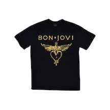 Stoned&Fame Unisex Siyah Bon Jovi Baskılı T-shirt SIYAH Siyah