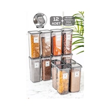 Meleni Home 12'li Set Jumbo Boy Sızdırmaz Kapaklı Kare Erzak Saklama Kabı Antrasit 12 X 1.70 Lt Etiketli