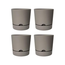 Begonya Saksı Tabaklı Drenajlı Mat Plastik Çiçek Saksısı 4 Adet, 5 Litre, 21cm, Bej