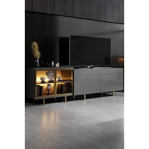 Vienna Gold Demir Ayaklı Rgb Led Işık Sistemli Antrasit Tv Ünitesi Tv Sehpası Antrasit - Altın