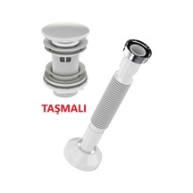 Lavabo Sifonu Clik-Clack Pup-Up Beyaz Seramik Kafa Taşmalı