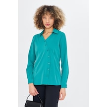 Asimetrik Pile Detay Gömlek Yeşil Yeşil