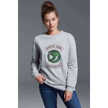 South Side Serpents Baskılı Gri Kadın Sweatshirt