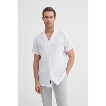 Cazador Regular Fit Pamuklu Kısa Kol Gömlek Beyaz
