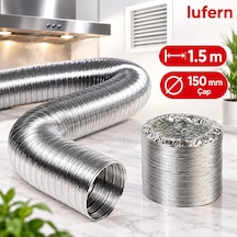 Alüminyum Kopmaz Yırtılmaz Ankastre Baca Aspiratör Davlumbaz Şofben Havalandırma Boru 150 Mm 1.5 Mt