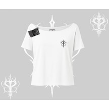 Startmore Startmore Cute Princess Kedi Tasarımlı Arka Baskılı Kayık Yaka Tshirt Beyaz