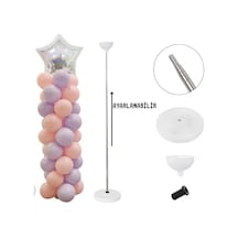 Metal Çubuklu Yüksekliği Ayarlanabilir Balon Kulesi Standı 210 Cm Dayanıklı & Şık Tasarım Şeffaf