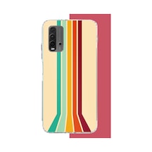 Redmi 9t-poco M3 Uyumlu Retro Renk Şeritleri Baskılı Silikon Kılıf Renkli