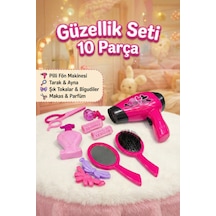 10 Parça Pilli Fön Makineli Kız Çocuk Güzellik Ve Kuaför Seti