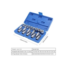 19 Parça Torx Ve E-lokma Takımı Profesyonel Yıldız E-torx Ve Bits Lokma Seti