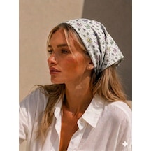 Kadın Bandana %100 Pamuk Yakmaz-terletmez-kaymaz Yazlık Bandana Fular Mor Kelebek