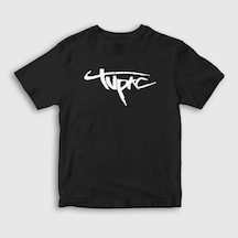Presmono Unisex Çocuk Logo Tupac Shakur T-shirt Siyah