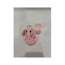 Amigurumi El Örgüsü Fil Anahtarlık Açık Pembe Açık Pembe
