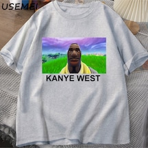 Flood Of Style Kanye West Meme T-shirt Erkek Kadın Grafis Pria Wanita Hip Hop Gaya Mizah T Shirt Modu Vintag Gri