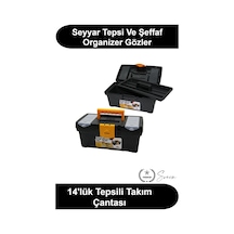 Takımçantası 14'lük 33 Cm Takım Çantası Seyyar Tepsili Organizerli Hırdavat Kutusu Dayanıklı Sert P