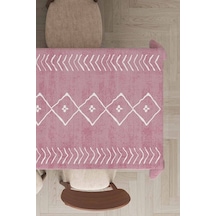 Pembe Etnik Desen Moroccan Leke Tutmaz Masa Örtüsü Mso194n11