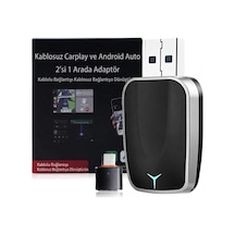 2'si 1 Arada Kablosuz Carplay & Android Auto Mini Usb Adaptör Type-c Otg Destekli Dönüştürücü Diğer