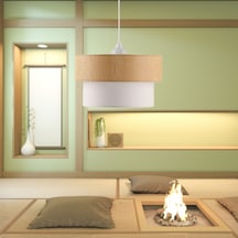 Rakkas Otantik Hasır Beyaz Pasta Sarkıt Yatak Odası Avize Salon Avize Yemek Odası Kahverengi