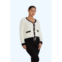Kazee Cep Detaylı Angora Hırka Ekru - 680090834 Ekru