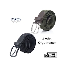 Dwoy Elastik Örgü Kemer 2'li Set-797 Haki