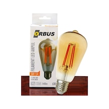 Orbus ST64 6W E27 Filament Sarı Işık Led Ampul