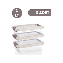 1 Litre Saklama Kutusu 3 Adet Bej