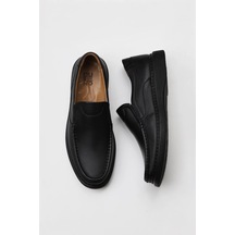07M1058175 Bueno Shoes Siyah Deri Erkek Düz Ayakkabı