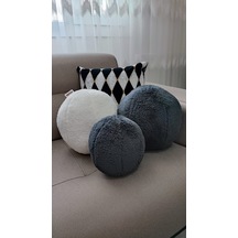 3-lü Top Kırlent Yastık 1 Büyük Ekru,1 Büyük Antrasit,1 Küçük A.