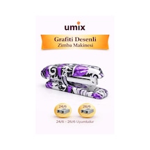 Umix Grafiti Desenli Zımba Makinesi 24/6 26/6 Uyumlu Renkli Ofis & Okul Zımbası
