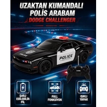 Dodge Challenger Tasarımlı 1:16 Ölçekli 2.4 Ghz Full Fonksiyon Şarjlı Uzaktan Kumandalı Polis Aracı Siyah