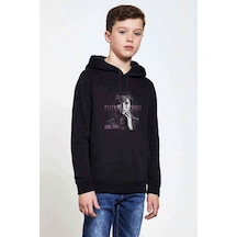 Tshirthane Selena Gomez Stars Baskılı Unisex Çocuk Kapüşonlu Siyah Sweat (528753656) Siyah