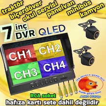 2 Adet 4x3 Cm. Ahd 720p 170 Derece Balık Gözü Lens Kamera 7 İnç Ips Qled 256 Gb Dvr Monitör 12 V